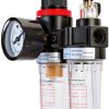 YXQ AFR-2000 AL-2000 Pneumatic Twin Air Filter Air Compressor Source Treatment with Regulator Trap 1/4NPT-4