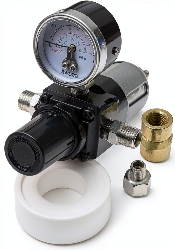 Iwata Filter Regulator & Gauge for Airbrush FA600DH Steel Combo-0